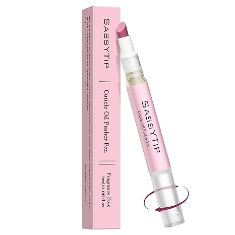 Ceramic Cuticle Pusher & Oil Pen – 2-in-1 Cuticle Remover with Rose/Lavender Oil for Dry & Damaged Nails (2ml, Pink)